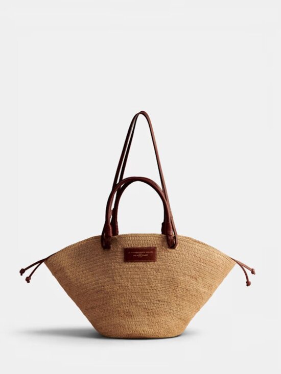 Sezane Handbags - Sézane Justine Basket Bag Natural Raffia Leather NWT